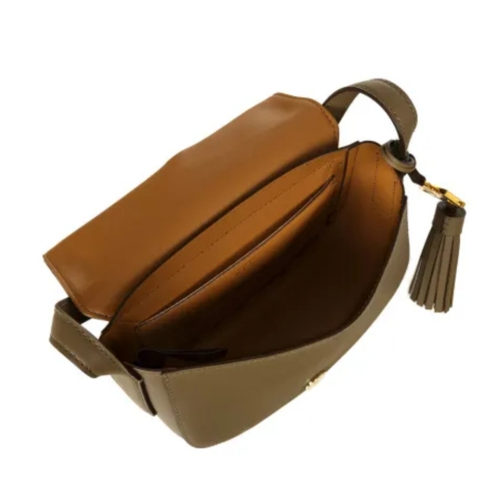 Lsuren Ralph Lauren Leather Mini Caley Saddle Bag Khaki Green - Picture 5 of 16